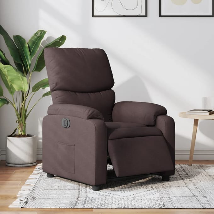 vidaXL - Fauteuil - verstelbaar - elektrisch - stof - donkerbruin