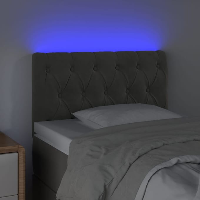 vidaXL - Hoofdbord - LED - 80x7x78/88 - cm - fluweel - donkergrijs