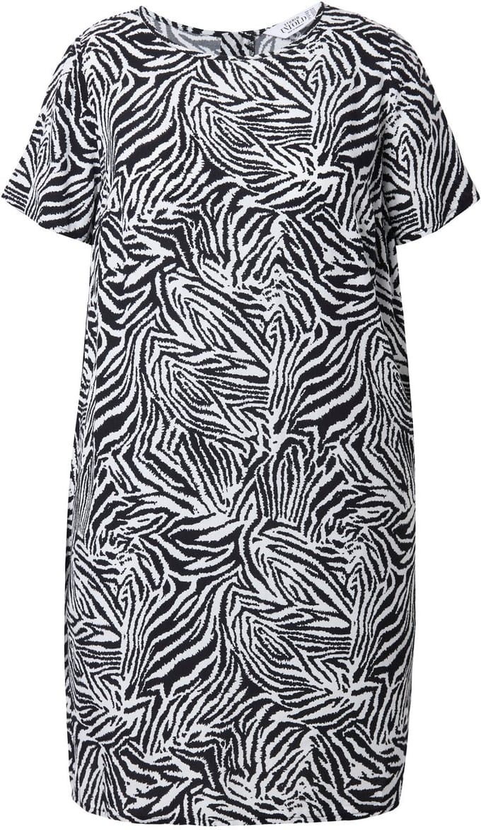 Studio Untold - Dames - Jurk straight shape zebra - Zwart - Maat 42+
