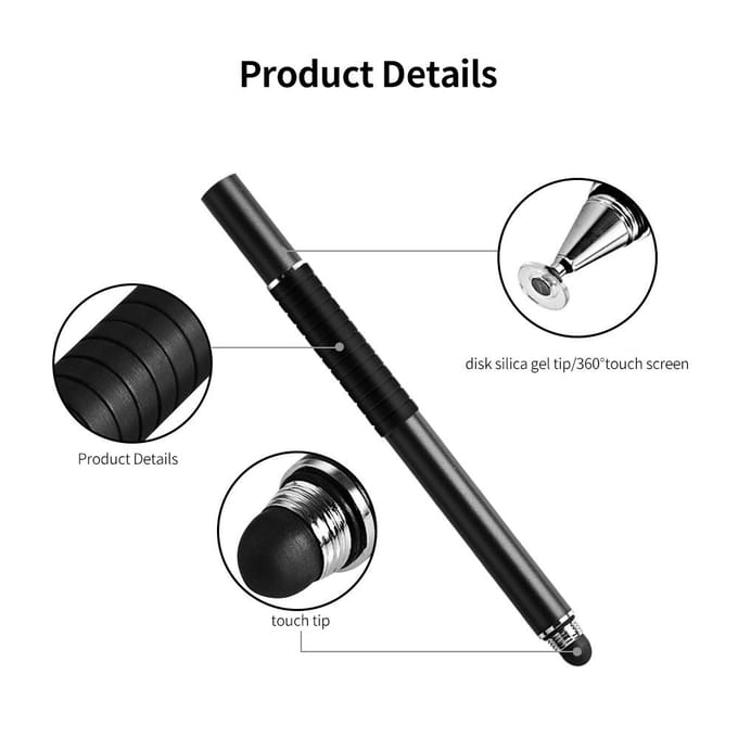 Stylet universel pour écran tactile, stylo capacitif à Double tête, stylo capacitif Portable et Durable gris