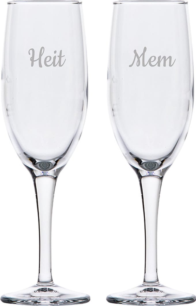 Gegraveerde Champagneglas 16,5cl Mem & Heit