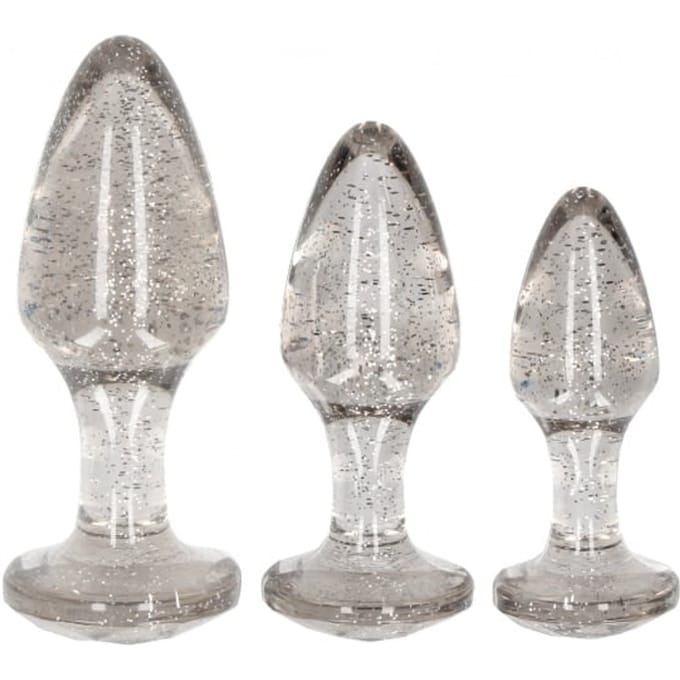 Acrylic Silverchip Butt Plug Set - Silver