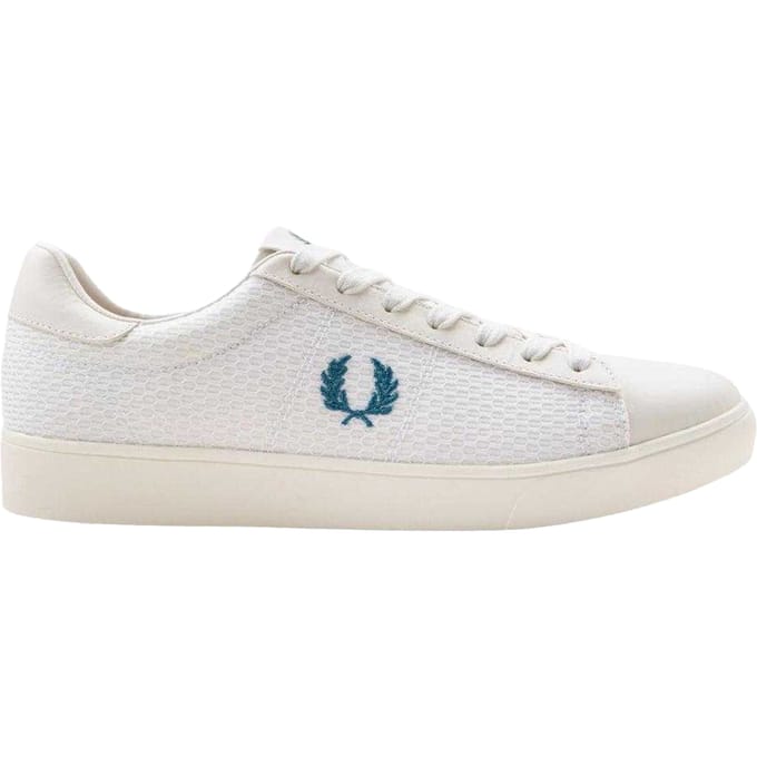 Fred Perry Heren Laurier Krans Logo Leren Trainers (Wit)