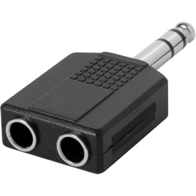 HQ-Power Jack connector - jack 6.35 mm mannelijk naar 2 x jack 6.35 mm vrouwelijk - stereo