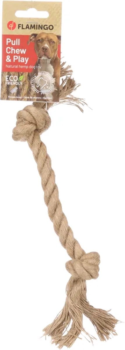 Flamingo - Hondenspeelgoed - Touw Met 2 Knopen - 28CM