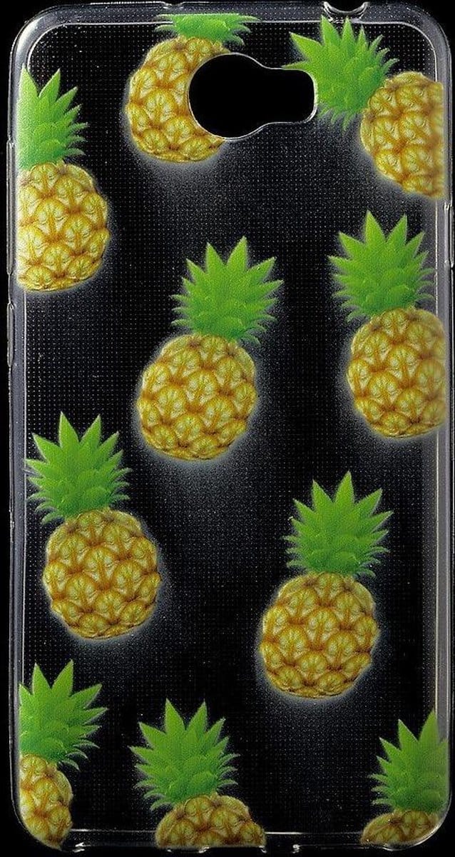 Shop4 - Huawei Y6 II Compact Hoesje - Zachte Back Case Ananassen Transparant