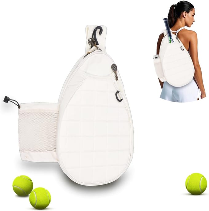 TIM® Padel Tas - Padel Rugzak - Padeltas - Wit - 45cm x 30cm x 4cm