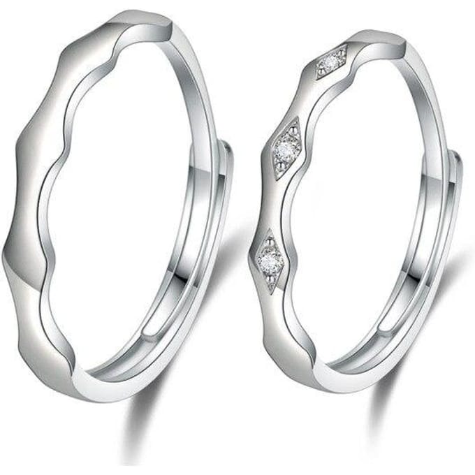 Bague de couple en argent sterling 925, bijou tendance, ajustable, micro-incrusté de zircons, idéal pour un couple white