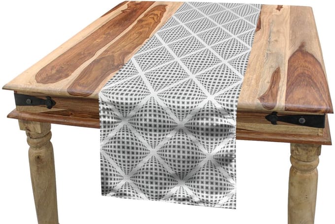 Abakuhaus Geometrische Tafelloper – Digitale Diamantvorm – 40x180 cm – Wit