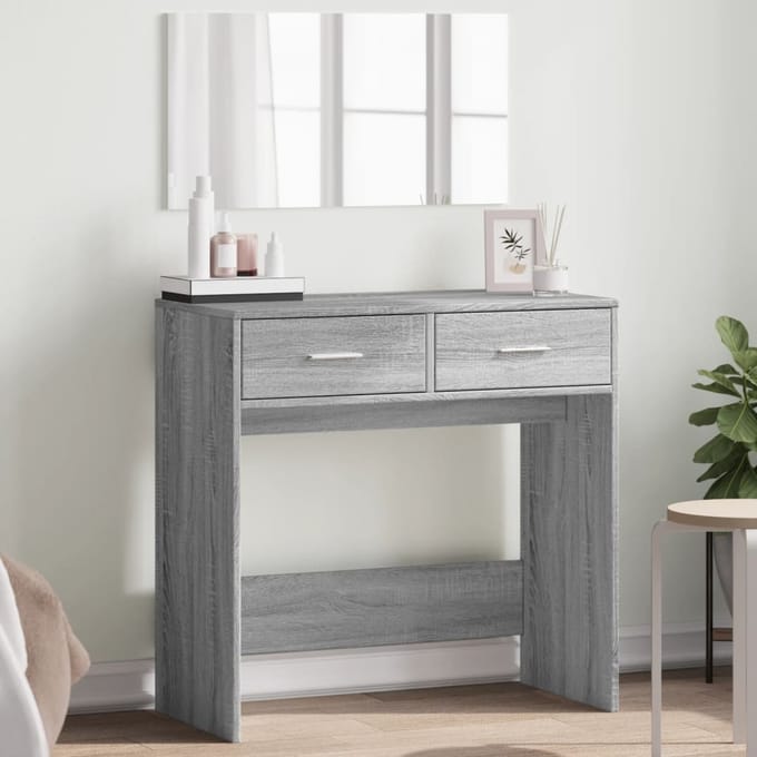 vidaXL - Kaptafel - met - spiegel - 80x39x80 - cm - grijs - sonoma - eikenkleurig