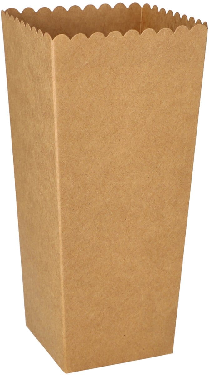 100 Popcorn-bakjes Karton "pure" hoekig 1300 ml 19,7 cm x 7 cm x 7 cm bruin small