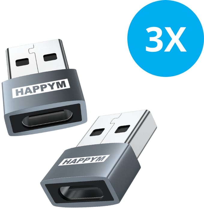 USB C female naar USB A male OTG Adapter – Set van 3 Stuks – 5Gbps
