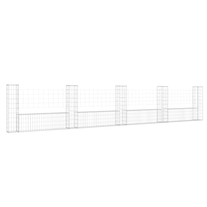 vidaXL Schanskorf U-vormig met 5 palen 500x20x100 cm ijzer