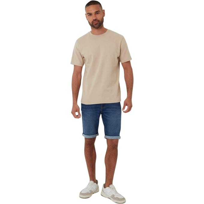 Threadbare Heren-T-shirt met ottoman-print (Steen)