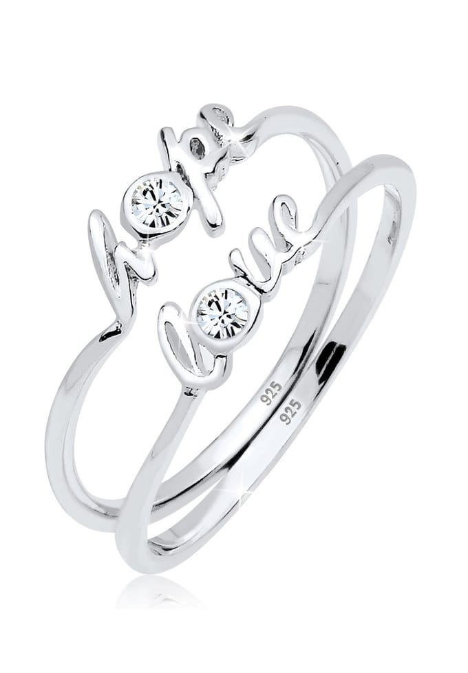 Elli - Ring - Dames Hope Love met kristallen in 925 sterling zilver - Dames