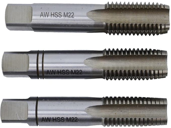 Awtools - HSS Handtap Set - M22x2,50mm - 3 Stuks