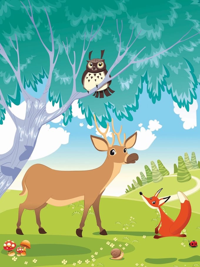 Animals in The Forest Photo Wallcovering