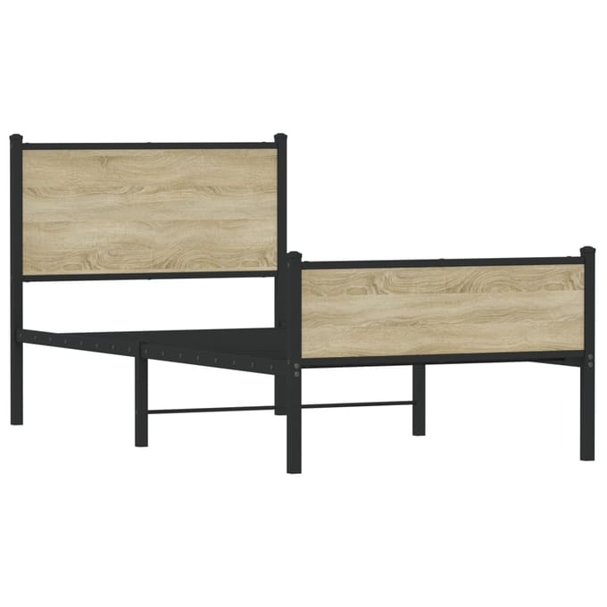 vidaXL - Bedframe - zonder - matras - metaal - sonoma - eikenkleurig - 100x190 - cm