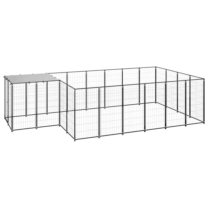 vidaXL Hondenkennel 8,47 m² staal zwart