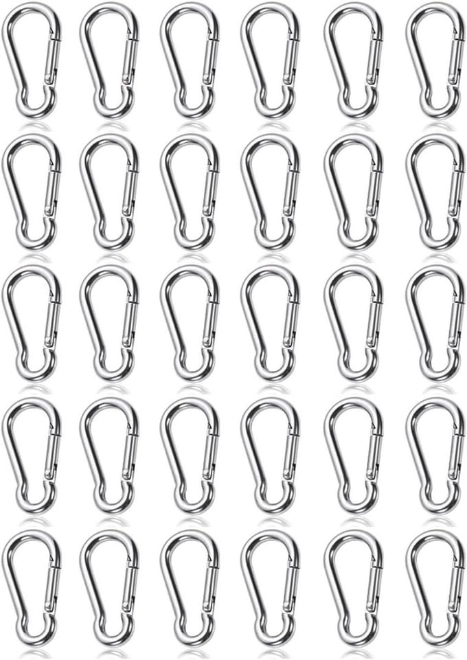 30x Kleine Karabijnhaken RVS - 40mm Sterke Camping & Sleutelhanger Clips