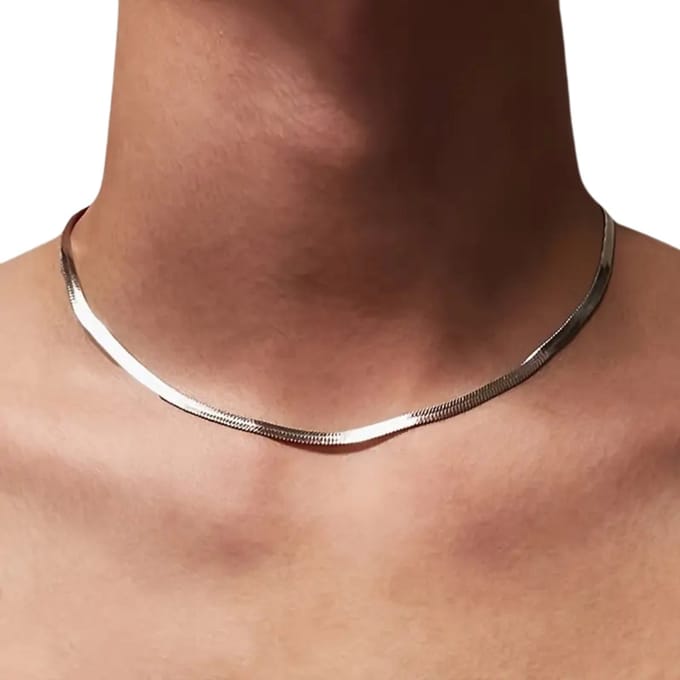 Nivard Ketting - Heren - Staal - Nep zilver - Met Hanger - RVS - 55cm