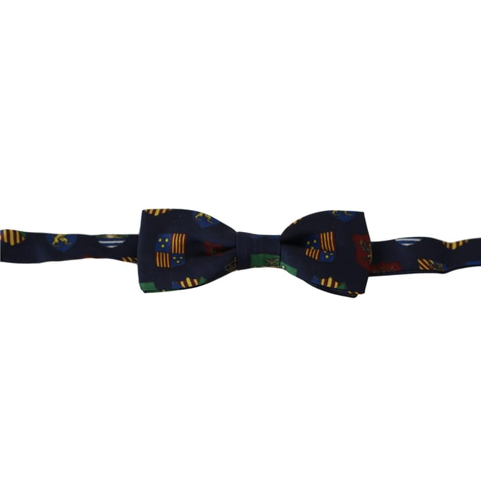 Dolce & Gabbana Blauwe Vlaggen 100% Zijde Verstelbare Hals Papillon Heren Strik