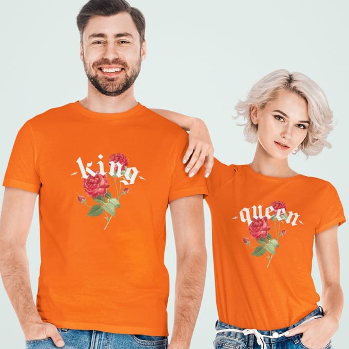 Oranje Koningsdag T-shirt - MAAT S - Dames Pasvorm - Queen Rose Dagger