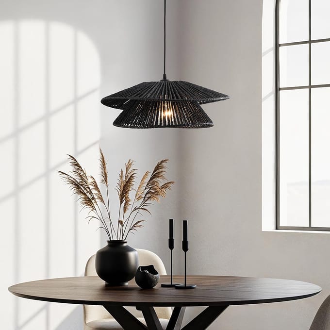 LumenXL Zwarte hanglamp - touw - Osaka