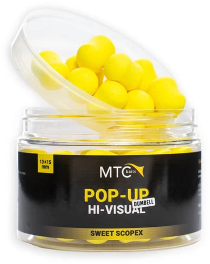 MTC Baits Dumbell Pop-Up - Hi-Visual - Sweet ScopeX - 10x15 mm - Geel
