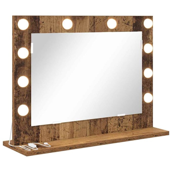 vidaXL - Make-up - Spiegel - Oudhout - 60 - x - 45 - x - 18 - cm - Rechthoekig
