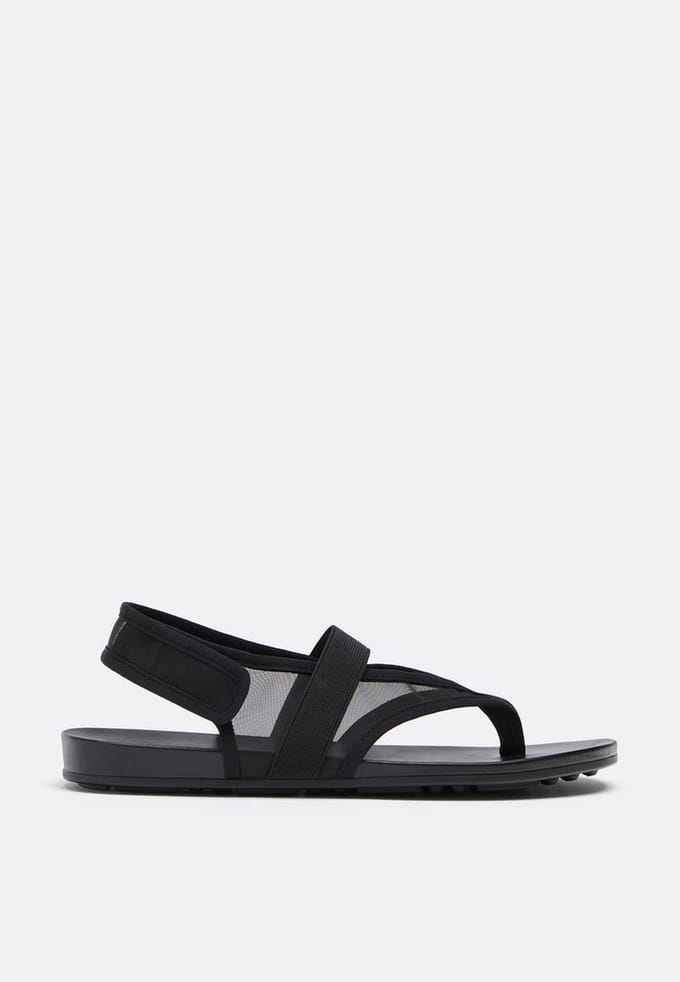 Stradivarius Platte mesh teenslippers  Zwart 37