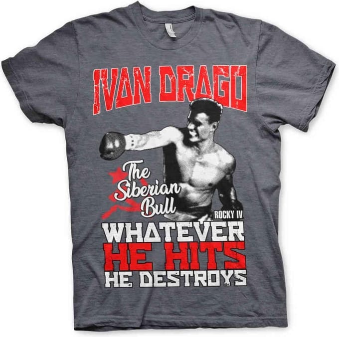 Rocky Heren Tshirt -S- Ivan Drago The Siberian Bull Grijs