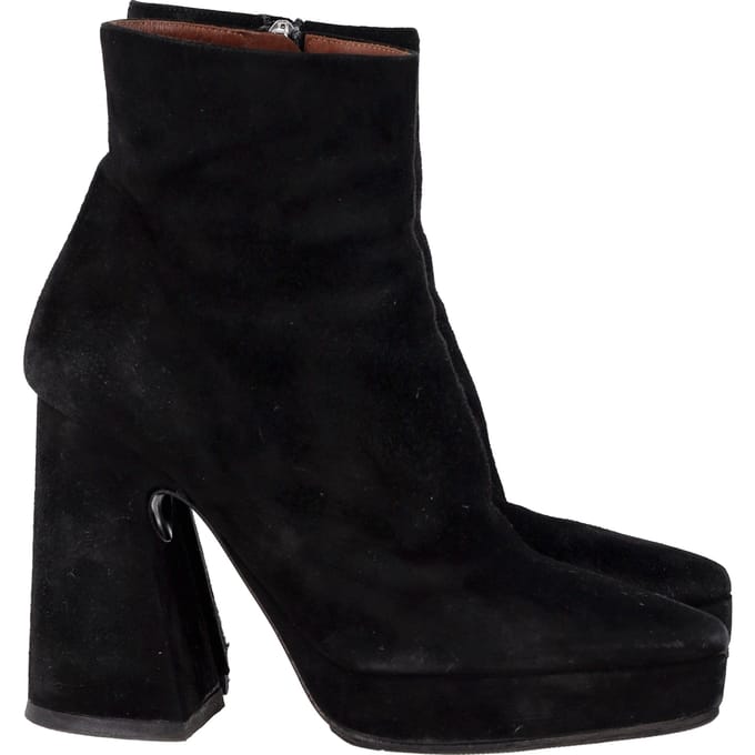 Proenza Schouler Block Heel Platform Boots in Zwart Suède