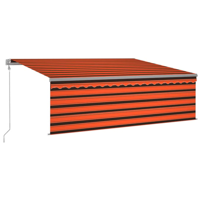 vidaXL - Luifel - met - rolgordijn, - LED - en - windsensor - 4,5x3 - m - oranje - bruin