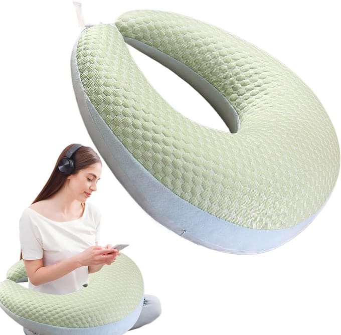 Leeskussen - Ondersteunend Kussen - Ontspannen Zitten - Ergonomische Armsteun - 60 x 58 cm - Groen