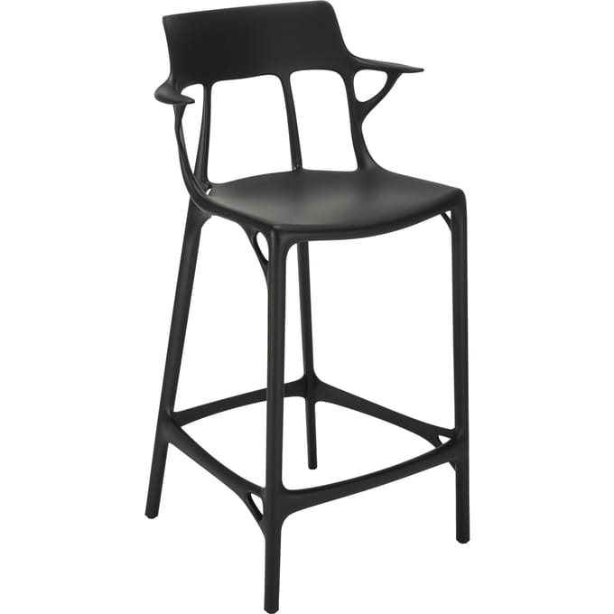 Kartell A.I. Barstoel - zwart - Zithoogte 65 cm