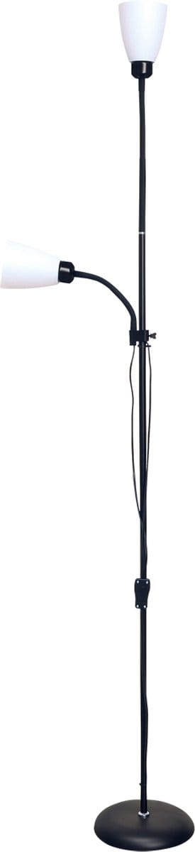 MADER - Vloerlamp - Staandelamp - Leeslamp - klassiek - 2 X E27 Fitting - 176 cm - Zwart