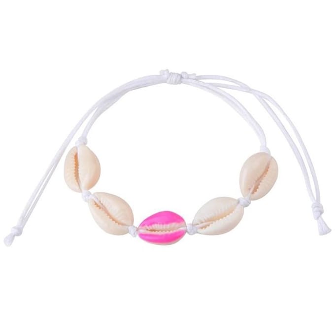 Fako Bijoux® - Schelpjes Armband - Schelpen - Wit - 1x Fuchsia