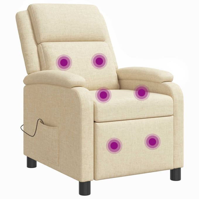 vidaXL - Massage - Relaxstoel - Crèmekleurig - Stof
