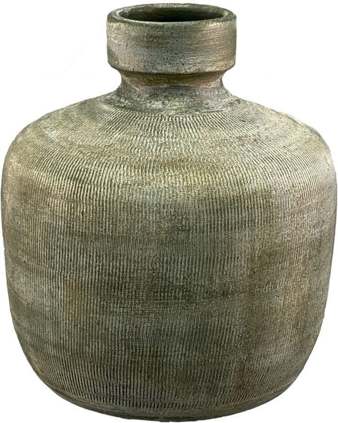 Miami decoratieve fles groen cement 24 cm