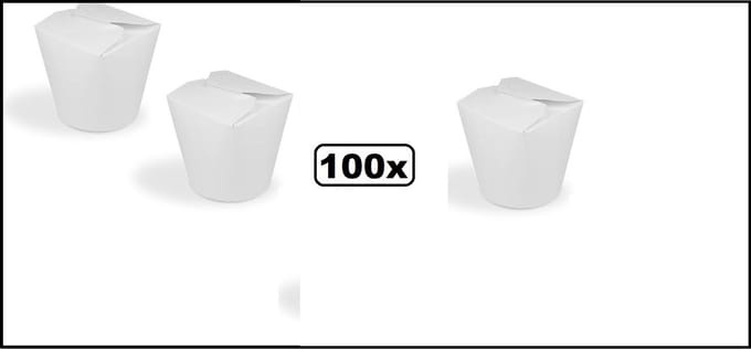 100x Wok to Go beker 400ml - hoogte 86mm - wit nasi bami mihoen