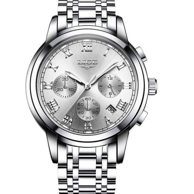 LIGE Casual DTS 1004 - Horloge - RVS - Ø 42 mm Zilver Wit