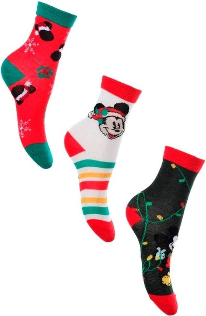 Mickey Mouse - Sokken Mickey Mouse - Kerst - 3 paar - maat 27-30