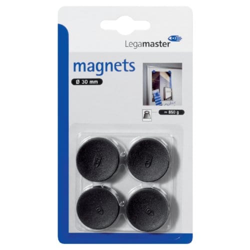 Whiteboardmagneten 30mm Lega Zwart Blister à 4 Stuks
