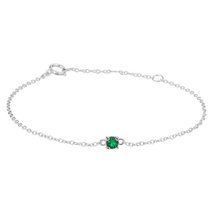 Zilver Gerhodineerd Armband Synth. Nano Groen 15,5 - 17 - 18,5 Cm 1333397