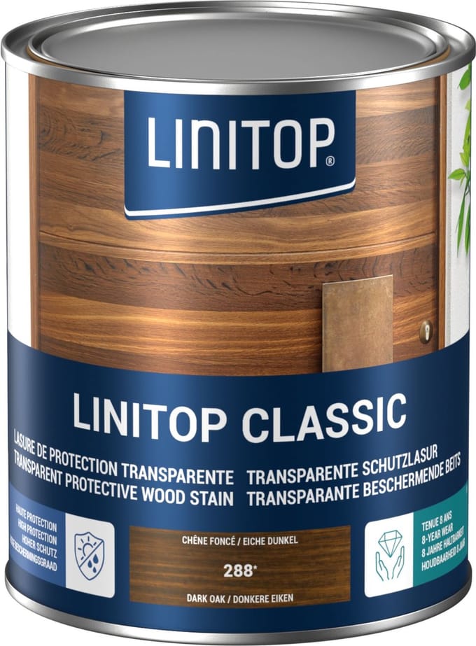 Linitop Classic  - Beits - Decoratieve beschermende beits  - Donkere Eik - 288  - 1 L