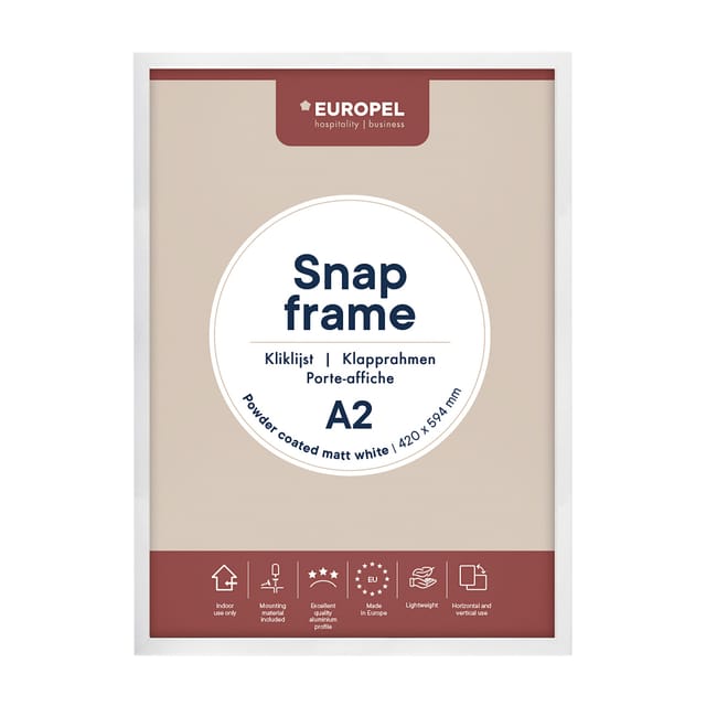 Kliklijst Europel - Posterlijst - A2 - 42 x 59,4 cm - 25mm frame - Mat wit