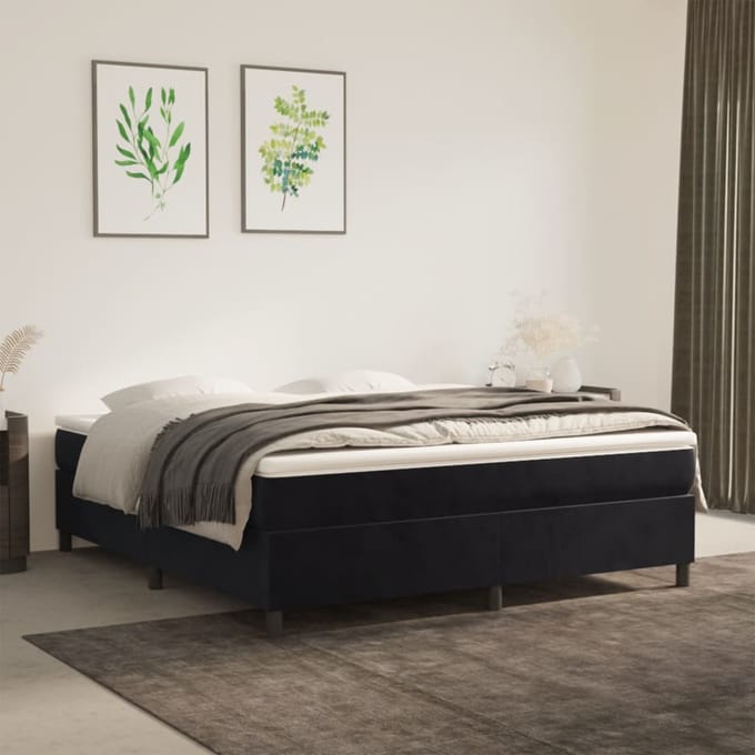 vidaXL - Boxspring - bed - 160x200 - cm - fluweel - zwart