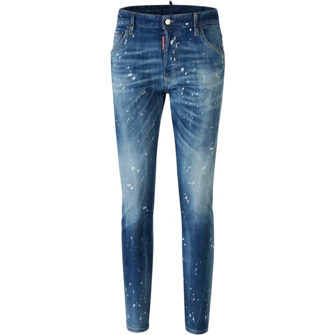 Dsquared2 Skater Jeans Vervaagd Bleek Spateffect Blauwe Jeans