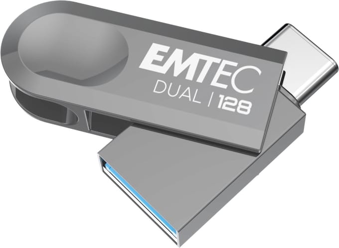Emtec D280 Dual USB flash drive 128 GB USB Type-A / USB Type-C 3.2 Gen 1 (3.1 Gen 1) Zilver